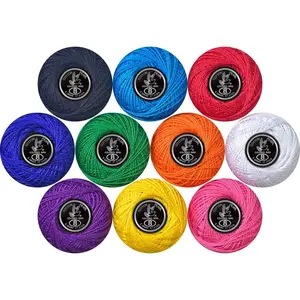 Crochet Thread 10 Balls Size 8 for Crochet Hardanger Cross Stitch Needlepoint Hand Embroidery (Cool Color Series)