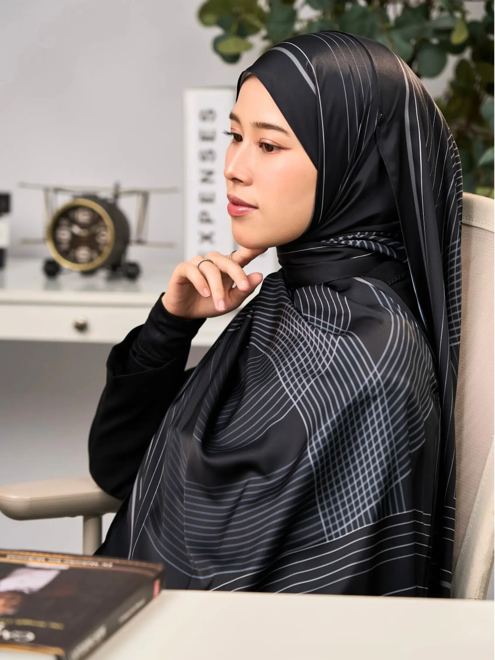 Midnight Whisper Satin Silk Hijab: Layla Collection