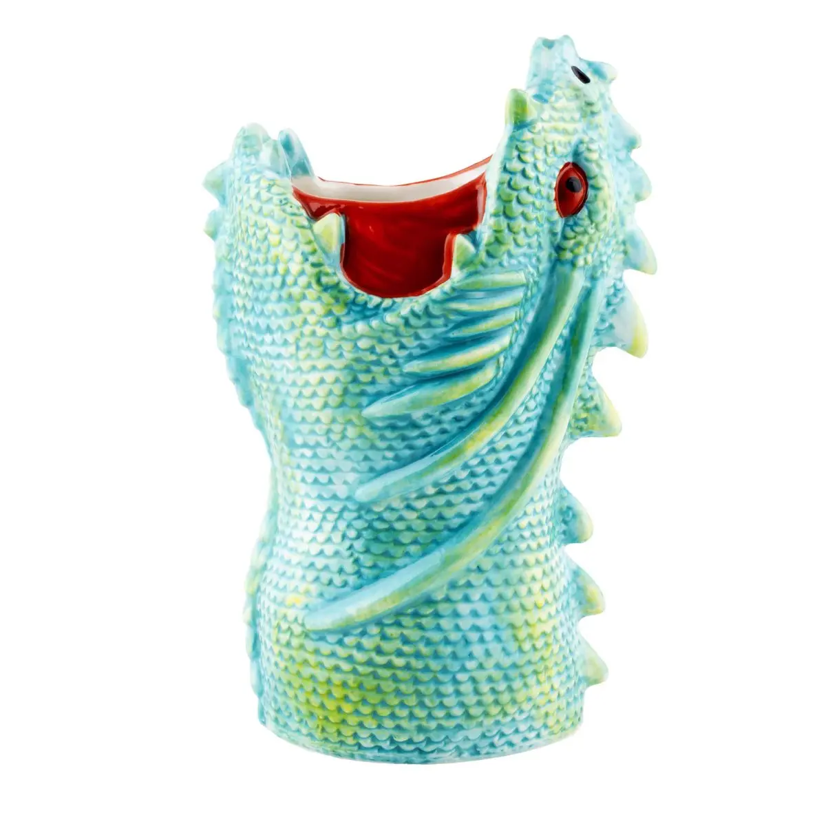 BarConic® Ceramic Tiki Cup Mug - Iguana Design, Highly Detailed Tropical Themed, 6.5x3 in, 13oz, Durable Tiki Bar Kitchen Drinkware