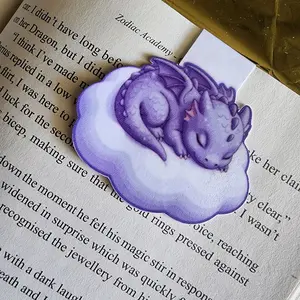 cute purple baby dragon magnet bookmark