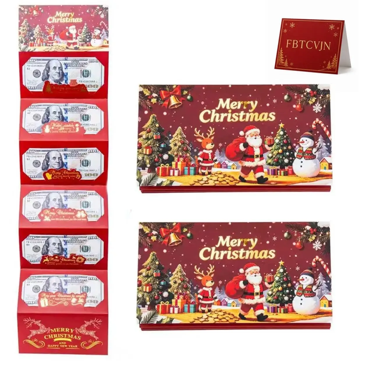 Christmas Money Envelopes (1/2/4 Pcs) - 6-Slot Luxury Paper Cash Gift Card Holder, Creative Folding DIY Indoor Recreation Stationery for Adults