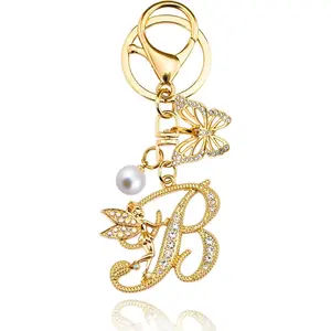 Initial Keychain Bag Charm Women Purse Charms for Handbags Accessories Charm for Wallet Butterfly Pendant for Girls