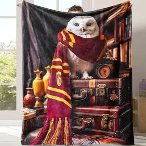 Harry Potter Pattern Flannel Blanket, Decorative Giftable Blankets, Soft Warm Sofa Bed Throw, Lightweight Travel Camping Office Chair Cover, Ideal Gift
