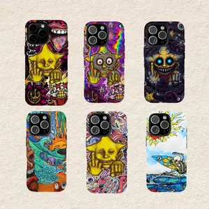 Bold Colorful Skull & Wave Art,Tough phone case,for iPhone 16 15 14 13 12 11 17Pro Max