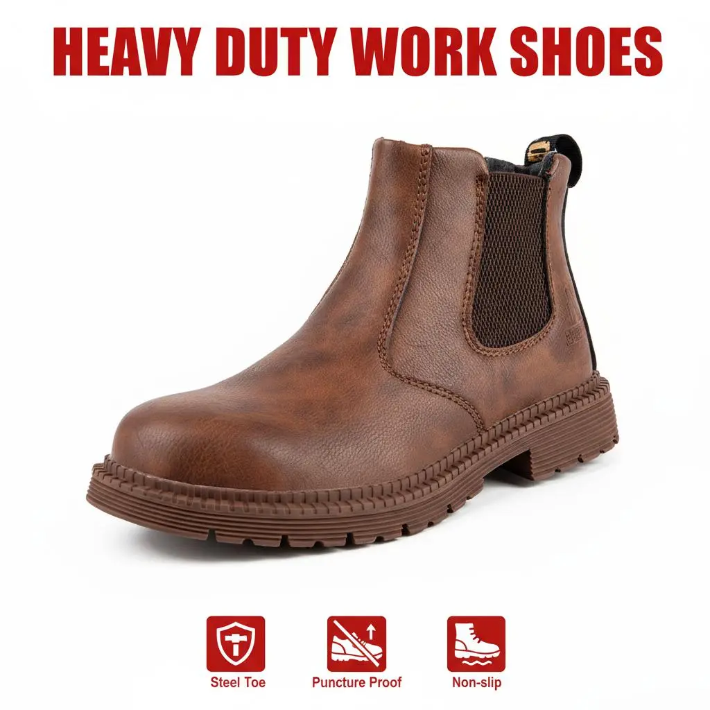 Rugged Splash-proof Smash-proof Puncture-proof Breathable Safety Shoes Unisex Chef Work Shoe Waterproof Anti-slip Durable Outdoor Comfortable Built for Extreme Work and High Traction Tread for Men Women Mechanics Construction Staff