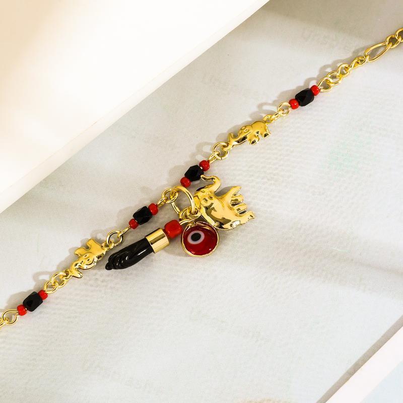 Elephant Evil Eye Bracelet Women Adjustable Boho Lucky Charm Jewelry