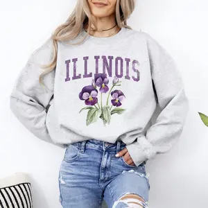 Illinois State Flower Sweatshirt, Crew Neck, Women's, Crewneck