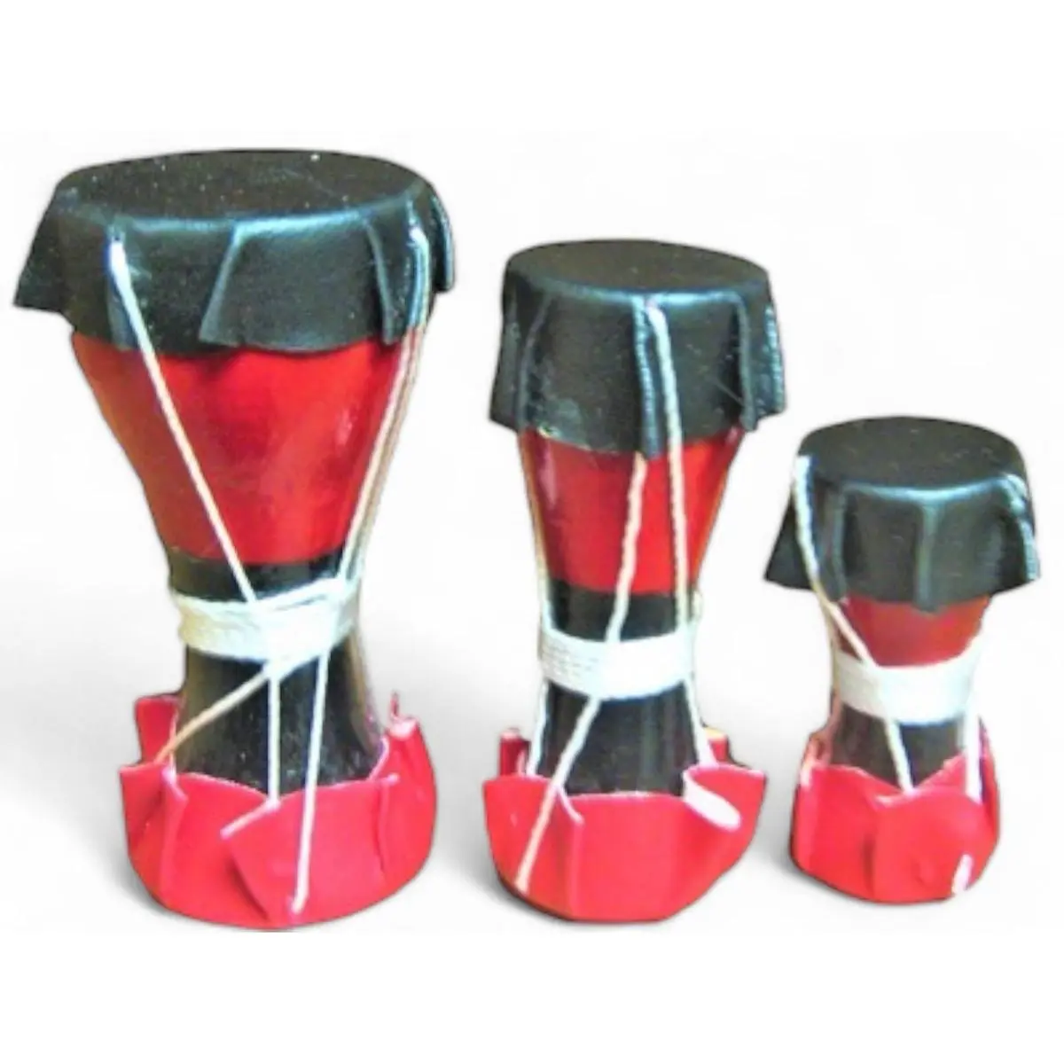 3-Piece Santería Mini Tambores Collection, Handmade Lightweight Compact Percussion Instruments, Decorative Musical Accessory for Toys & Hobbies