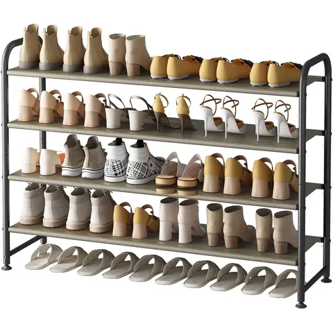 Multifunctional Shoe Rack Organizer - Stackable 2/3/4-Tier Large Metal Unit with Numbered Parts, Foot Pads, Adjustable Expandable Design, Easy Assembly Required, Freestanding Storage for Entryway, Dorm Room