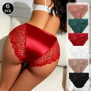 6pcs Women's Lace Panties Set,Soft & Breathable Underwear, Stretchy & Durable,Ultra Soft Comfort Fit Briefs - Womenswear SpringStatements,Lingerie S-XL Everyday Everyday