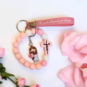 Pink Jesus Bracelet Keychain - Limited Edition Accessory with Detailed Charm - Stylish & Meaningful Fashion Accessory