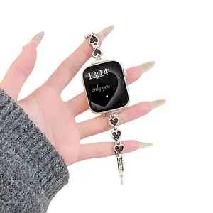 Heart Metal Creative Bracelet Strap for Apple Watch 40mm-49mm, High-Quality Women's Wristband, Compatible with Series 1-11 & Se Ultra