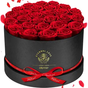 Forever , 27 Roses in A Box, Real Preserved Roses, Birthday  for Women, Mother's Day, Anniversary, Red Rose
