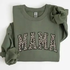 Mama Leopard Print Sweatshirt & Tshirt - a trendy women's crewneck, perfect for stylish and cozy wear. mother's day gift, mother's day gifts