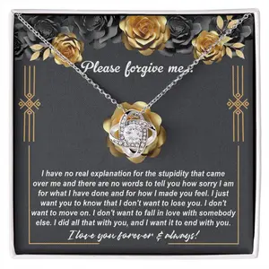Gift for Girlfriend, Wife - Sorry, End With You - Love Knot Pendant Necklace - Apology Gifts For Her, I Love You I'm Sorry Gift, Giant Sorry Forgiveness Necklace