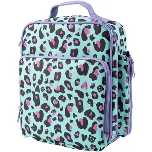 Bentology Insulated Lunch Box w Snack Pocket & Water Bottle Holder-Girls or Kids Cheetah School Lunchbox Tote Keeps Food Hotter or Colder Longer- Reusable Bag Fits Most Bento Boxes, Ice Packs