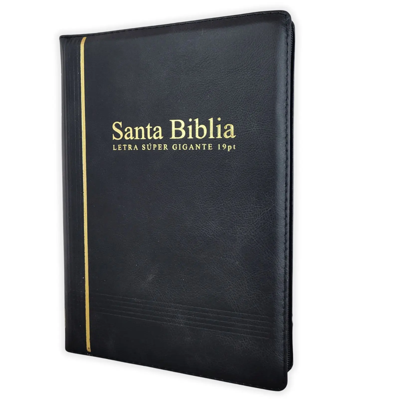 Biblia Letra Súper Gigante 19 puntos con Cierre RV1960 piel genuina negro con indice
