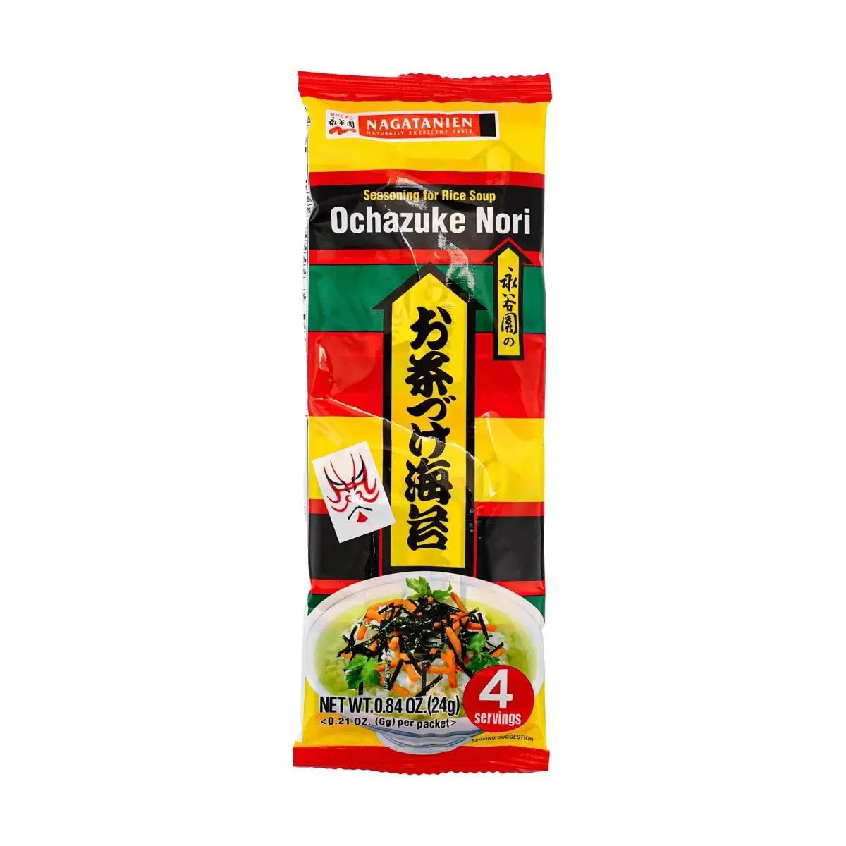 NAGATANIEN Ochazuke Japanese Rice Soup Mix - Classic Seaweed Flavor, 4 Servings (24g) - Instant Savory Rice Topping & Meal Starter