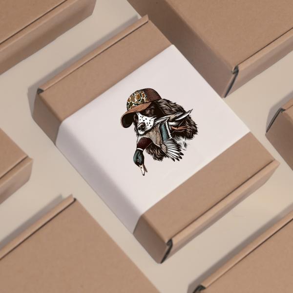 Springer Spaniel Hunting Dog Sticker With Duck And Camo Hat, Waterproof Hunting Decal For Trucks, Cool Outdoor Hunting Gifts For Men, Hunters, Fishermen, Hunting Dog Car Accessories