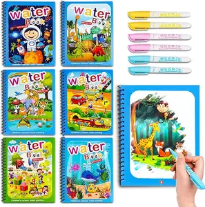 TheSeven Star 6pcs set Magic Water Book, Children's Reusable Water Painting Book with Pen, Coloring Book