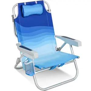 Homecall  Folding Lightweight Beach Chair, 5-Level Adjustable Backrest - Foldable Beach Lounger Chair, Load Capacity Up to 136KG for Beach & Outdoor Use