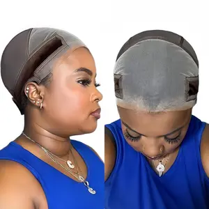 Lace Wig Grip Cap for Glueless Wig 11x5 Large Transparent Lace Reusable Wig Cap, Grip Cap for Lace Frontal Wigs to Keep Wigs in Place, Wig Cap with Non Slip Grip Band for (Brown)