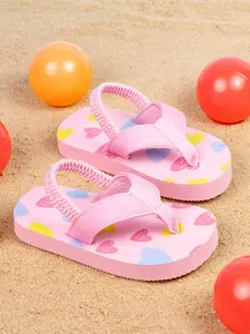 Spring Summer Baby Sandals with Elastic Strap, Soft Comfortable Cartoon Heart Pattern, Cute Versatile Slippers for Vacation Beach Indoor Use, Soft Soled Shoes, Kids Shoes