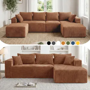 118&92.5" L/U-Shaped Modular Boneless Sectional Couch Oversized Deep-Seat No Assembly Required Suitable for Living room/Bedroom/Apartment 0015BR