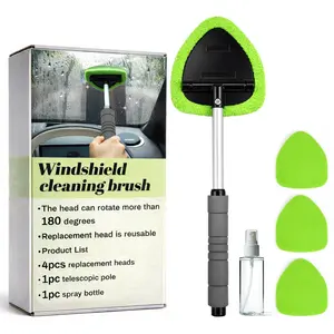 Windshield Cleaning Tool, Car Window Cleaner with Microfiber Pads, Auto Glass Cleaning Tool for Interior Windshield, Automotive Cleaning Accessories