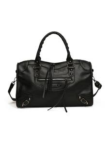 women's punk style large capacity tote bag, fashionable solid color shoulder bag for daily used, casual trendy versatile high-quality daily commuting bag