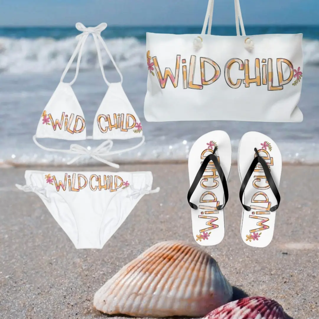 Beach Bundle Oversize Beach Bag Bikini Set and Flip Flops