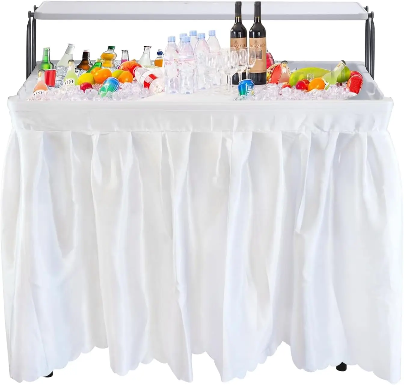 Nice C 4 Ft Folding Ice Cooler Table with Drain, Matching Skirt and Storage Shelf for Parties Nice C 4 Ft Folding Ice Cooler Table with Drain, Matching Skirt and Storage Shelf for Parties