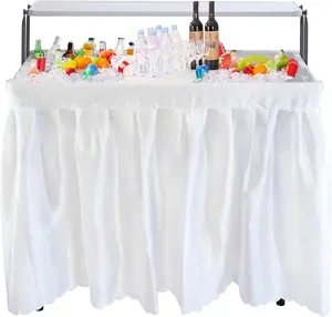 Nice C 4 Ft Folding Ice Cooler Table with Drain, Matching Skirt and Storage Shelf for Parties