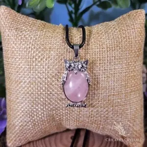 Rose Quartz Crystal Owl Necklace for Manifestation, Healing, and Protection hippiejewelry earthy jewelry