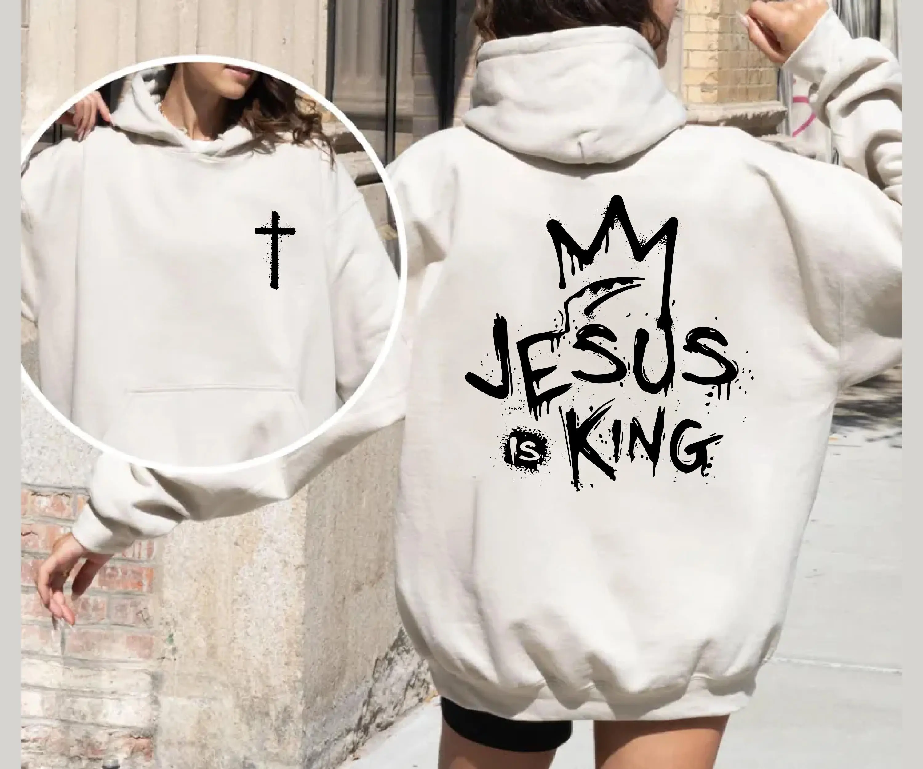 Jesus Is King Sweatshirt • Christian Graffiti Crewneck Hoodie - Sweatshirt