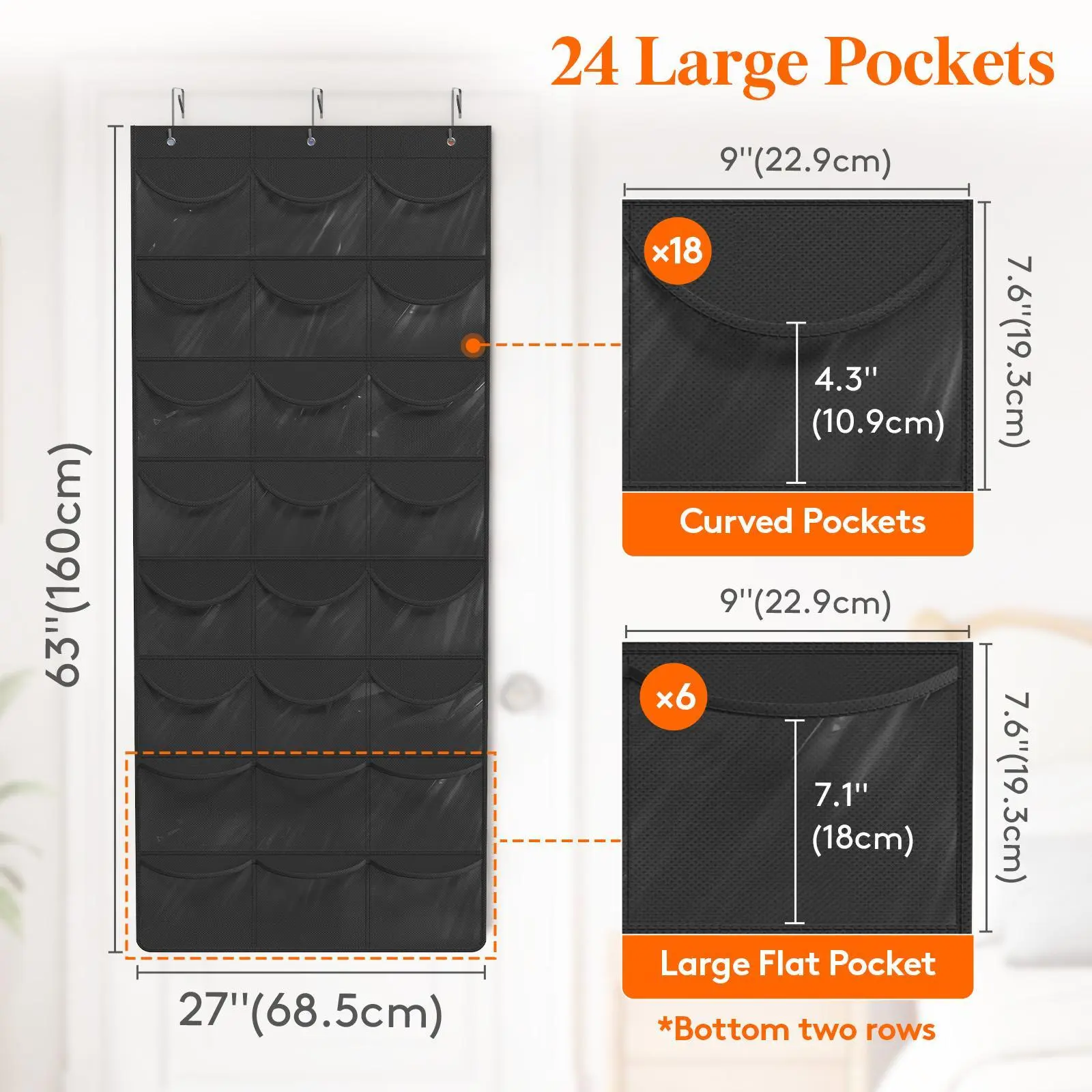 Door Hanger – 24 Pockets – Black