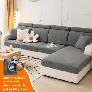 1pc Plush Elastic Sofa Slipcover, All-Season Modern Simple Design, Living Room Decorative Luxury Multi-Functional Seat Cushion Backrest Cover