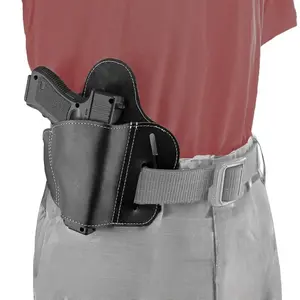 Leather Gun Holster OWB 1911 Holster 3 Slots Pancake Holster Fits G 17/19/19x/22/23/31/32/45, and Most 1911 Style Pistols Right Handed Use