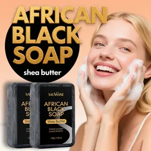 PURE NATURAL AFRICAN BLACK SOAP BAR WITH EXTRA RICH SHEA BUTTER ORGANIC RAW SOAP FOR FACE BODY BY SAUVASINE VEGAN PLANT BASED DEEP CLEANSE NOURISH GLOW SKINCARE ROUTINE SINGLE BAR PACK