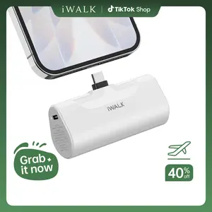 iWALK Mini Portable Charger 4500mAh USB-C 20W Fast Charging Power Bank for iPhone 17/16/15 Pro Max Samsung Galaxy S25 LG Xiaomi Lightweight Compact Chargeable Smartphone Cable