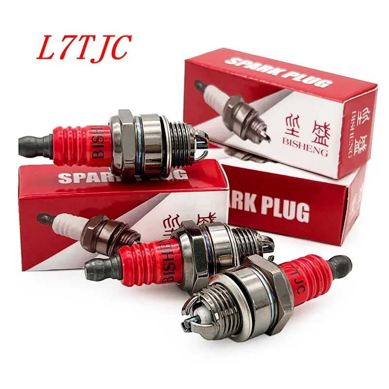 3pcs L7TJC Spark Plug for Gasoline Chainsaw and Brush Cutter New L7tjc Three-Prong Spark Plug, Replacement, Colorful Box Packaging, High-Quality Engine Component, Durable and Reliable Performance, Engine Parts