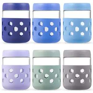 Mrsdry 6-Pack 16 oz Glass Mason Jars with Silicone Sleeves, Airtight BPA-Free Overnight Oats Containers with Lids, Dishwasher Safe Leak-Proof Meal Prep Jars for Chia Pudding, Yogurt, Snacks