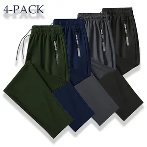 4PCS Men's Ice Silk Cool Sensation Pants - Lightweight, Quick Dry Athleisure, Comfy, Contemporary, Mix-and-Match, Multi-Sport Men's Bottoms, Athleisure Men's Pants, Comfy Men's Pants