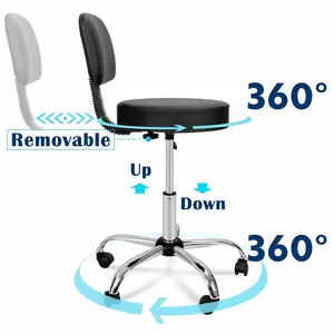 Segawe Rolling Adjustable Swivel Drafting/Medical/Spa Stool Chair with Back for Home,Shop,Tattoo,Spa