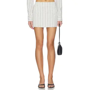 ALL THE WAYS Loretta Mini Skirt in Ivory & Black Stripe