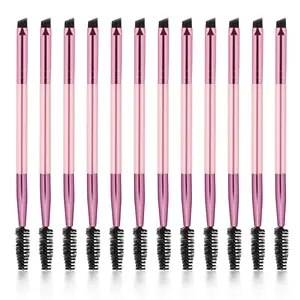 Dual-Ended Brow Brush, Eyebrow Brush, Angled Eye Brow and Spoolie Brushes, Shaping and Filling Eyebrows, Eyebrow Spoolie Brushes for Precise Brushing