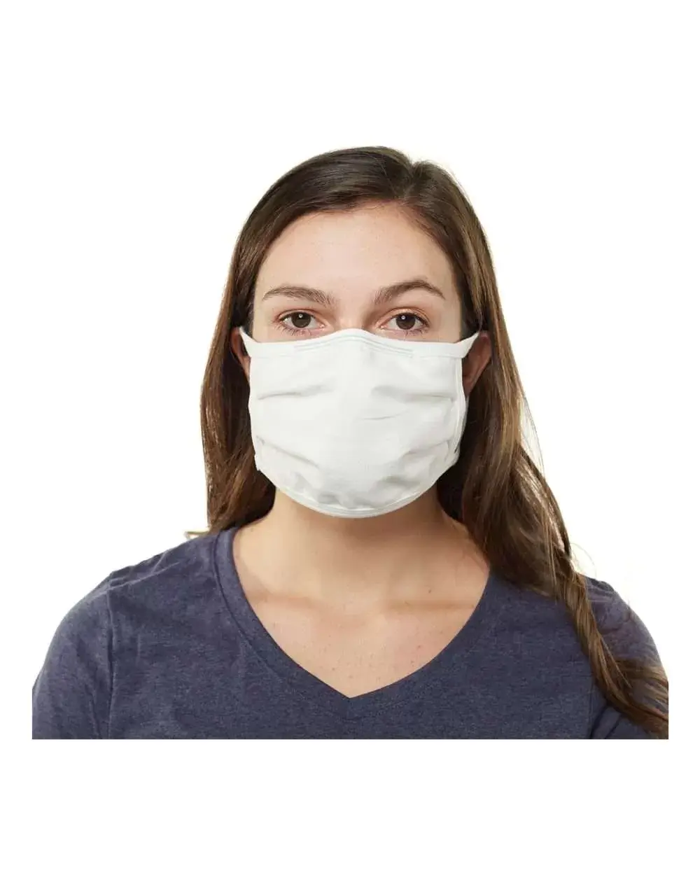Basic Plain 3-Ply Cotton Face Mask (7" w x 5" l) - Breathable, Moisture-Wicking, Reusable, Machine Washable, Adjustable Nose Wire for Enhanced Fit - 50 Pack, Casual, Adjustable Nosepiece