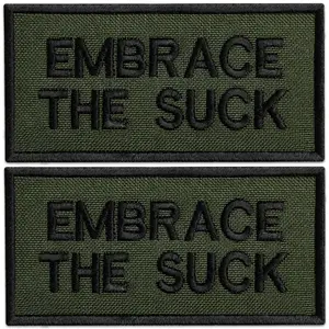 Bluyellow Embrace The Suck Patch Set 2Pcs Olive Green Morale Tactical Patches with Reinforced Edges & Hook Loop for Backpack Vest Harness