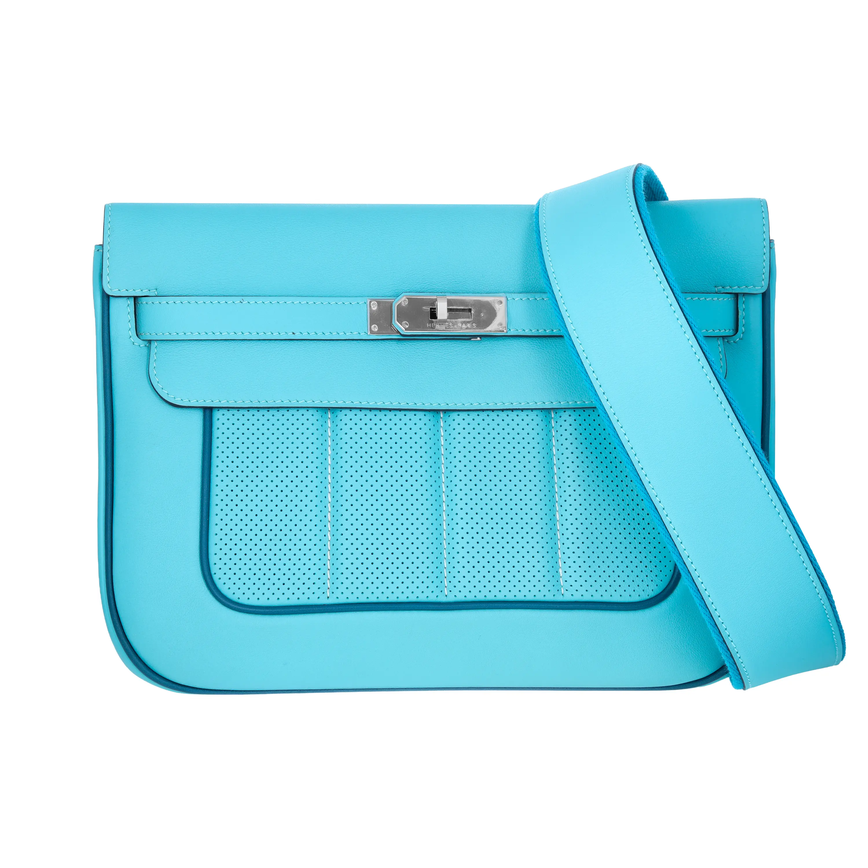 Pre-owned HERMÈS Swift Shoulder Bags Perforated Sac Berline 28 Blue