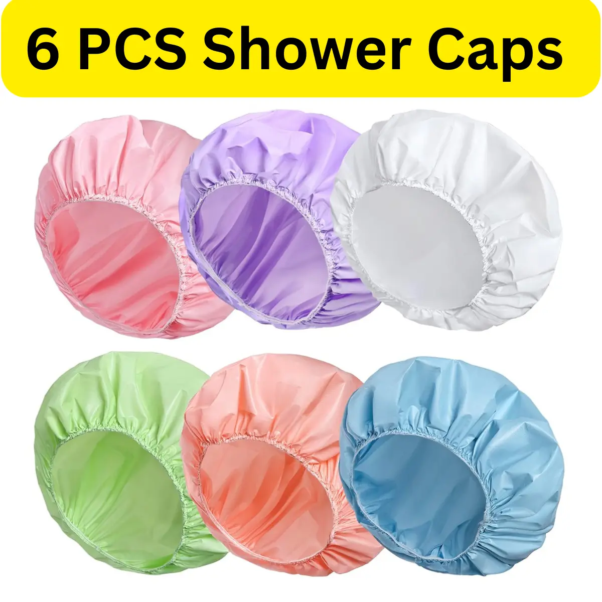 6 PCS Shower Caps for Women, Double Side Waterproof Shower Cap, Reusable Elastic Bath Caps for Shower, EVA Bathing Shower Caps, Bath Hair Caps - Candy Color